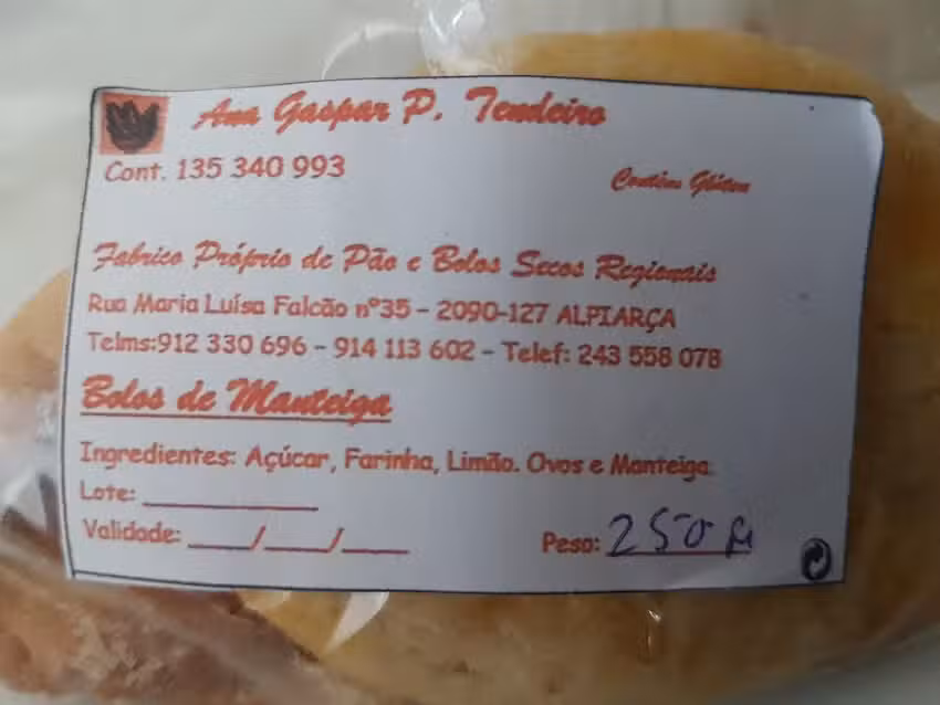 Ana Gaspar Tendeiro Pão e Bolos Secos Regionais